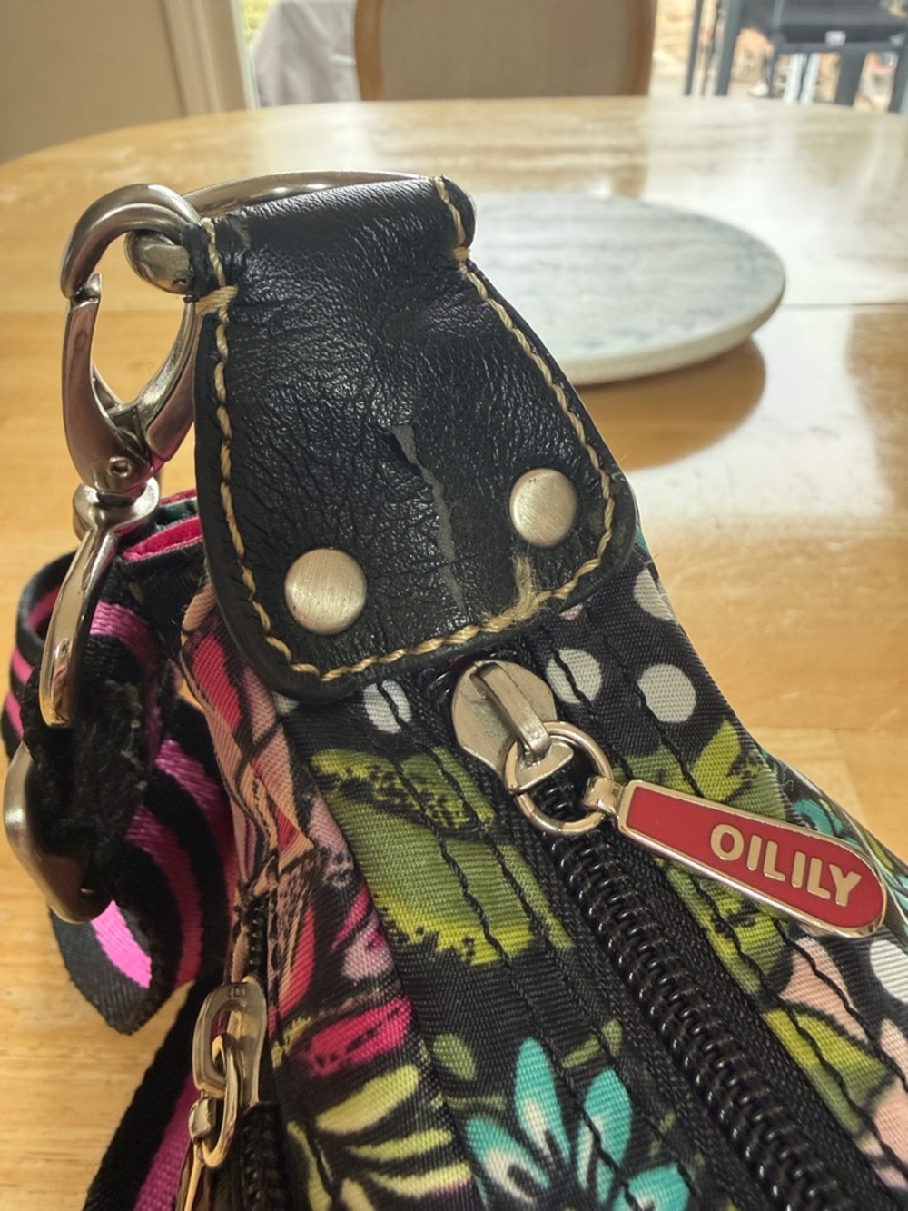 Oilily Floral Crossbody Bag - Bold Boho Print, Adjustable Strap - Picture 5 of 11